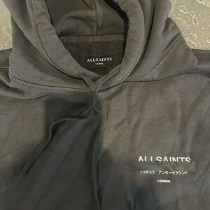 All Saints redact pullover embroidered logo hoodie